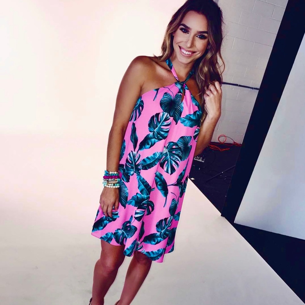 Buddylove Izzy & Lola Pink Palm Dress Size Small